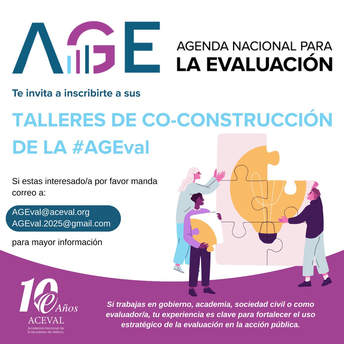 Aceval (@acevalmx) on Twitter photo Participa con ACEVAL para la co-construcción de la Agenda Nacional para la Evaluación.
ACOMPAÑANOS !!! Puedes acceder a cualquiera de nuestros 5 talleres del Lunes 12 a viernes 16.
Para mas información mándanos un correo a:
AGeval@aceval.org
AGEval.2025@gmail.com. Participa con ACEVAL para la co-construcción de la Agenda Nacional para la Evaluación.
ACOMPAÑANOS !!! Puedes acceder a cualquiera de nuestros 5 talleres del Lunes 12 a viernes 16.
Para mas información mándanos un correo a:
AGeval@aceval.org
AGEval.2025@gmail.com.