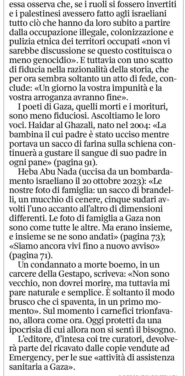 francofontana43's tweet photo. Vivi ma ancora per quanto?
Un grido di aiuto e, quasi, un testamento 
La raccolta di poesie da Gaza 
Luciano Canfora, @corriere https://t.co/HxRyONmz8C