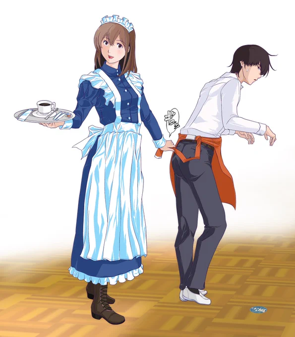 #メイドの日秋になり文化祭でのメイド喫茶クラスの皆と少し打ち解けた【僕】は先に脱走したガム君と合流しようとするが接客中の桜良に秒でギュッと捕獲されたのであった……そんな劇場アニメ『君の膵臓をたべたい』 "あり得たかもしれない" 過去絵ファンアート 
