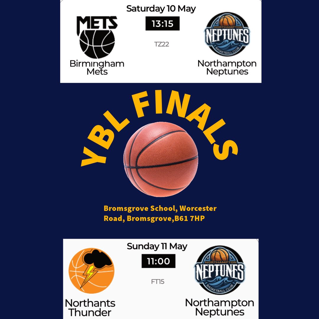 Finals weekend is here,  first up is Birmingham Mets today in the U13s followed by a local derby against Northants Thunder tomorrow 🏀 #YBL #LetsGoNeptunes