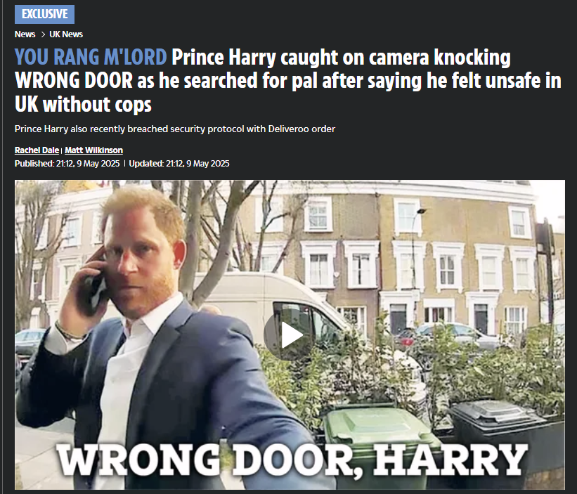 JR42845598's tweet image. This story brings a whole new meaning to playing 
"Knock Down Ginger"!!! 🤣🤣🤣
Prince Harry caught on camera knocking WRONG DOOR as he searched for pal [in London].
thesun.co.uk/news/34882882/…