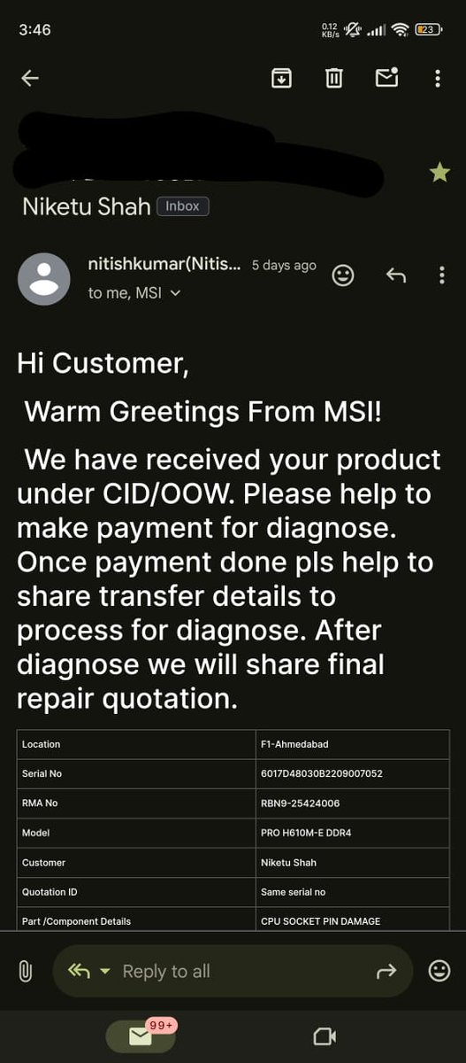 shah_niketu's tweet image. On 24th April25, I&apos;d submitted an MSI in warranty mobo for RMA via F1 InfoServe. 
Socket pins were  100% OK. (pix 1~2)
At the MSI RMA centre, they damaged its socket pins &amp;amp; marked it CID/OOW, (pix 3~4)
World&apos;s Worst Fraud company - MSI. 
@msitweets  @MSI_Global  @MSIINDIA