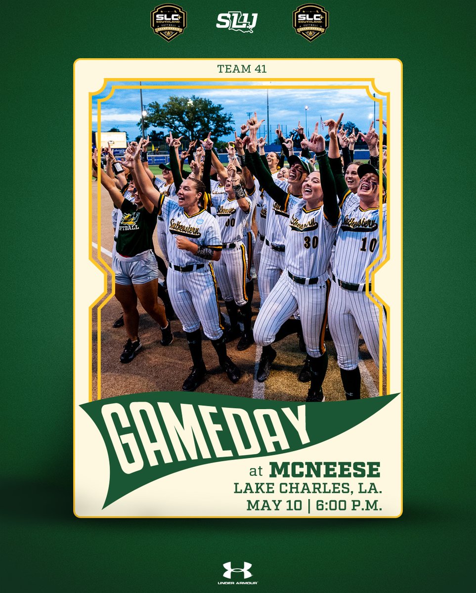 Southeastern Softball (@lionupsoftball) on Twitter photo 🥎Game 62 (<a href="/SouthlandSports/">Southland Conference</a> Championship Series Game 3) | <a href="/LionUpSoftball/">Southeastern Softball</a> (47-14) at McNeese (41-19)
📍Lake Charles, La. | Cowgirl Diamond
⏰6 p.m.
📺ESPN+ | espn.com/espnplus/playe…
📊stats.statbroadcast.com/broadcast/?id=…
🦁#LionUp 🥎Game 62 (<a href="/SouthlandSports/">Southland Conference</a> Championship Series Game 3) | <a href="/LionUpSoftball/">Southeastern Softball</a> (47-14) at McNeese (41-19)
📍Lake Charles, La. | Cowgirl Diamond
⏰6 p.m.
📺ESPN+ | espn.com/espnplus/playe…
📊stats.statbroadcast.com/broadcast/?id=…
🦁#LionUp