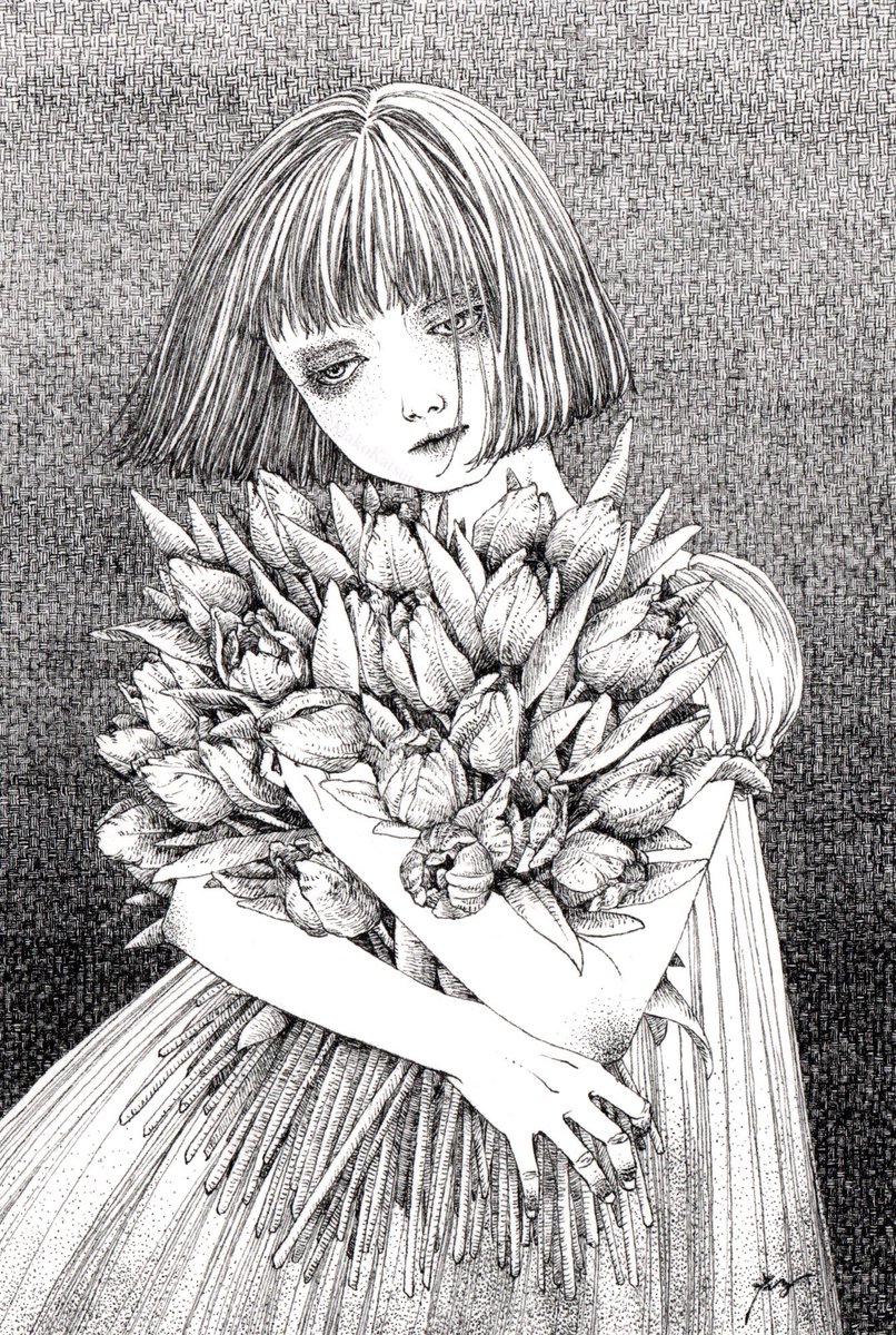 Otho gallery さんではperfect as CATS展のあと開廊2周年記念展にも続けて参加させていただきます。こちらは猫じゃない方のペン画です。