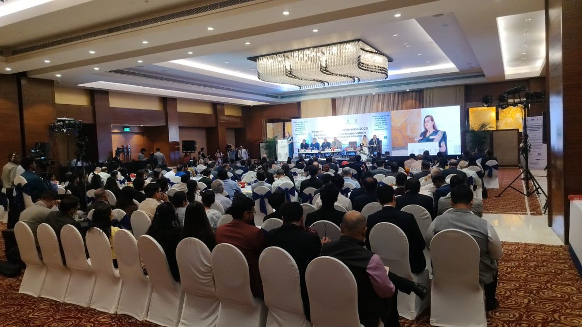 Happening Now: Hon’ble Justice Manmohan, Supreme Court of India, inaugurates #ILC2025!

His address focuses on:
🔹 AI &amp; Judiciary
🔹 Cybersecurity Laws
🔹 IPR in the Digital Age
"Legal systems must evolve with tech."

#LegalConference #AIandLaw #CyberJustice