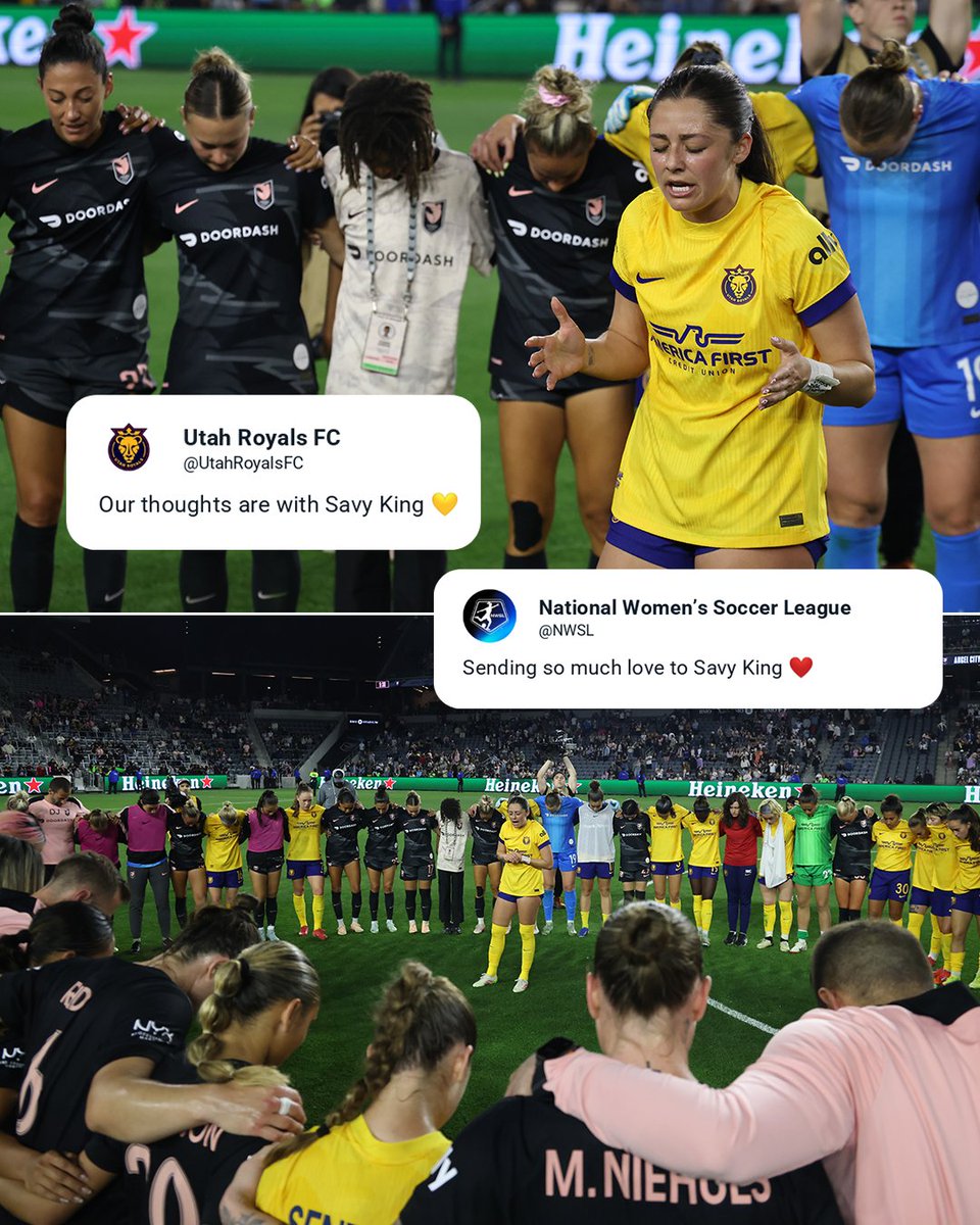 Both Angel City and Utah Royals came together for Savy King, who exited Friday night's match on a stretcher following a medical event on the field.

Alex Loera, who was teammates with King at Bay FC, led the group.