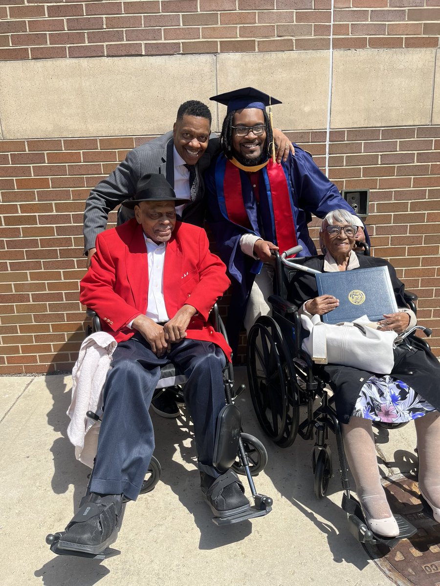 Wow my parents 91and 92 able to witness my nephew graduate with his Masters degree.  I was determined to get them despite the challenges with their health issues.    Proud of Marqus and this moment to have both grandparents alive    Probably the oldest couple in the arena    lol