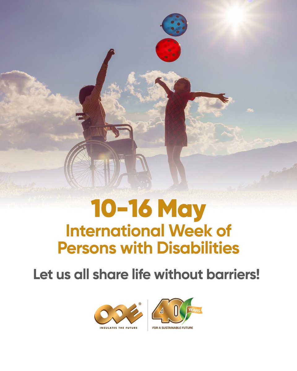 odeinsulation's tweet image. On May 10-16 International Week of Persons with Disabilties, we wish for a world with more solidarity and awareness.

A more inclusive future is possible for everyone, where we overcome barriers together. Let there be no barriers to life!

#ODEInsulation #DisabilityAwarenessWeek