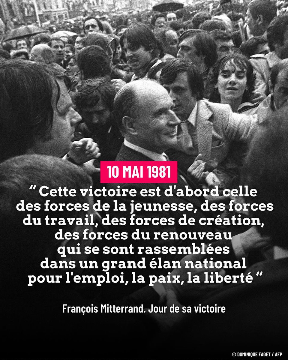 🌹10 mai 1981. François Mitterrand devient le premier Président socialiste de la Ve République.
44 ans plus tard, son action reste une source d’inspiration : conquêtes sociales, libertés nouvelles.
À nous d’être à la hauteur pour demain, de nouveau changer la vie.