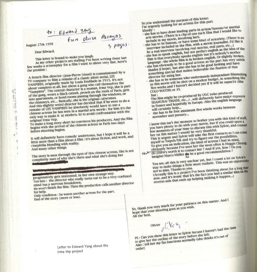 จดหมายจาก “โอลิวิเยร์ อัสซายาส” ถึง “เอ็ดเวิร์ด หยาง”
เพื่อขอให้เขาแนะนำให้ “จางม่านอวี้” มารับบทนำใน #IRMAVEP (เธรด)