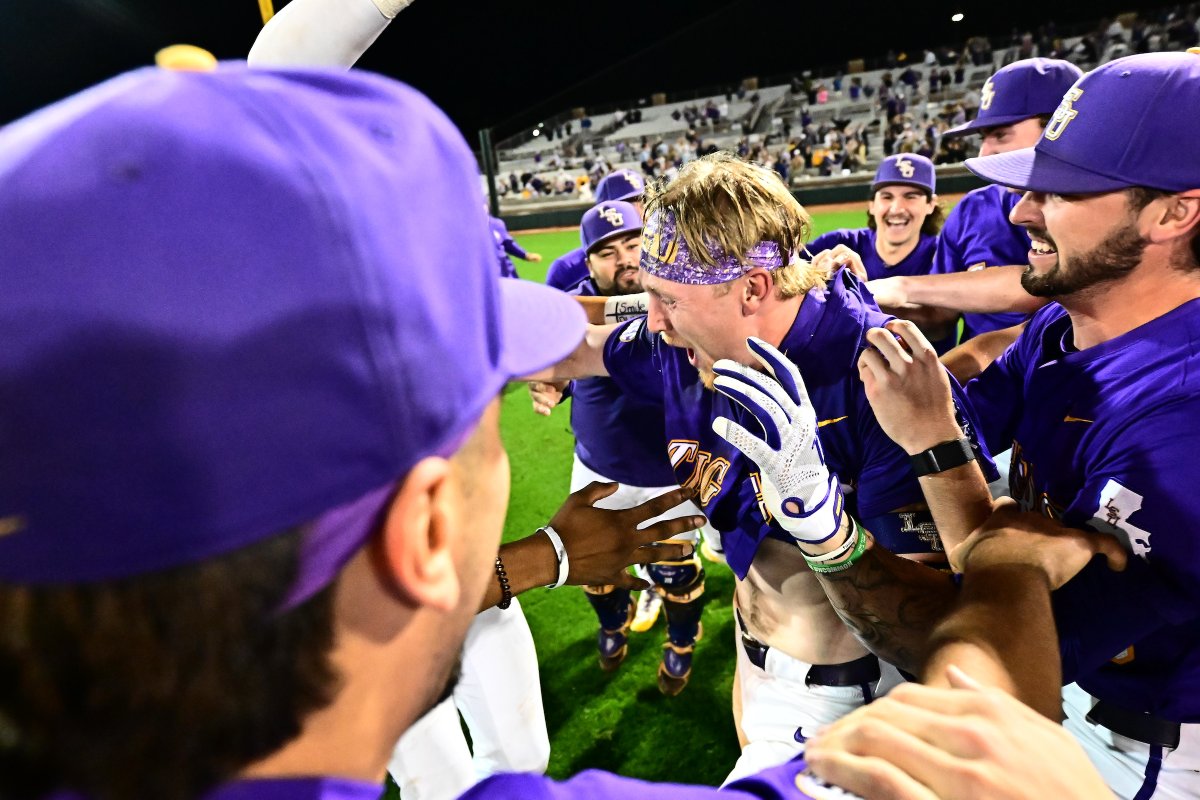 LSUbaseball's tweet photo. Alex Box Magic Hits Different https://t.co/ghb0Uo6mmk