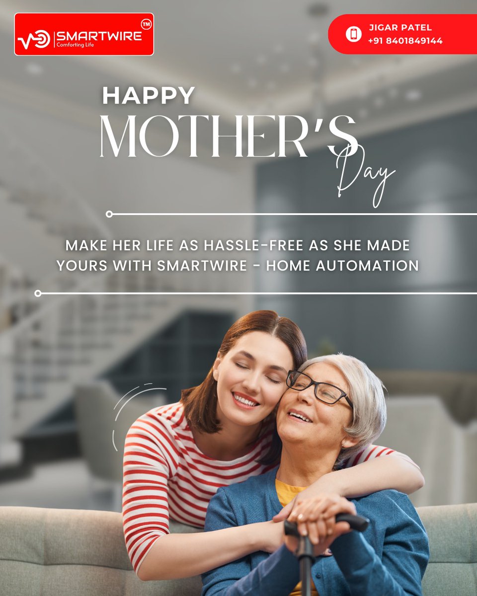 smartwire182's tweet image. This Mother’s Day, give her the gift of ease, comfort, and care — just like she’s always given you.

#Smartwire #SmartHomeAutomation #MothersDayGift #AlexaSmartHome #DigitalLocks #SmartLiving #HomeTech #MomDeservesTheBest #AutomatedHomes #MadeWithLove #TechForHer