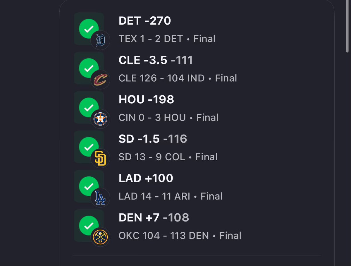 What a crazy way to come back from a horrible day last night. Going 6/6 on today’s games bring out the room guys cuz this is what we like to see 🧹💰💰💰💰 #bovada #fanduel #mybookie <a href="/BovadaOfficial/">Bovada</a> <a href="/FDSportsbook/">FanDuel Sportsbook</a> <a href="/FanDuel/">FanDuel</a>