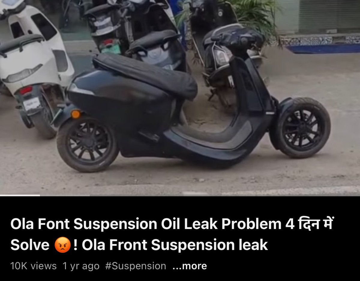 rickholic11's tweet photo. @bhash @tarunsmehta @atherenergy My suspension is not changed. I received a call from Bangalore team. He informed me to visit and drop Ola S1 to get the suspension changed. 
Also the service centre is saying don’t come if suspension is not available. 
Whom to listen? 😂 @bhash 
Also customer care is pathetic! https://t.co/pnyvJPycAN