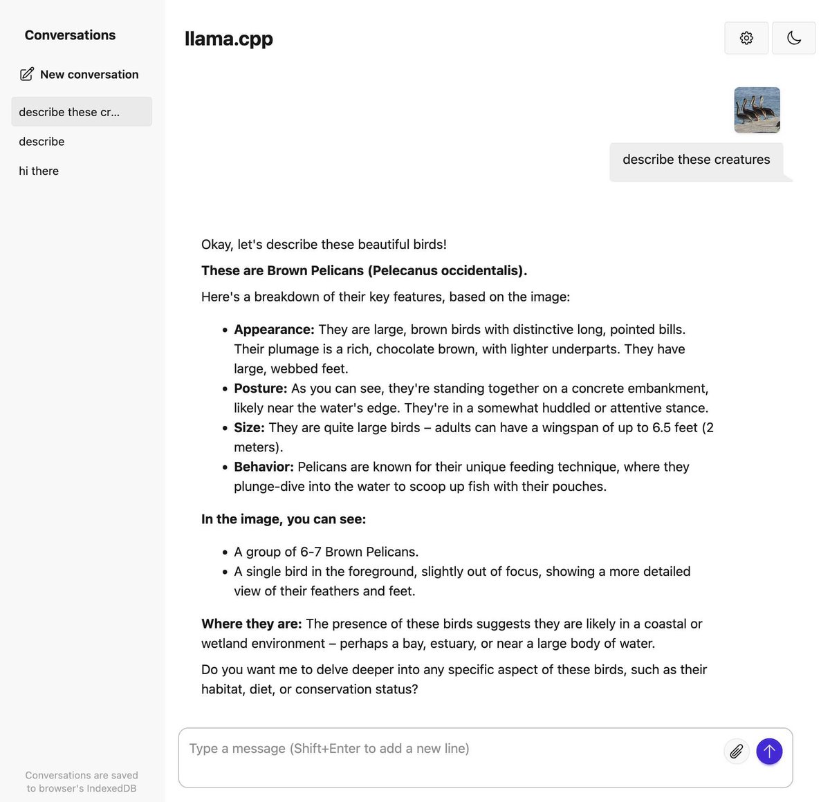 llama.cpp shipped new support for vision models this morning, including macOS binaries (albeit quarantined so you have to take extra steps to run them) that let you run vision models in a terminal or as a localhost web UI