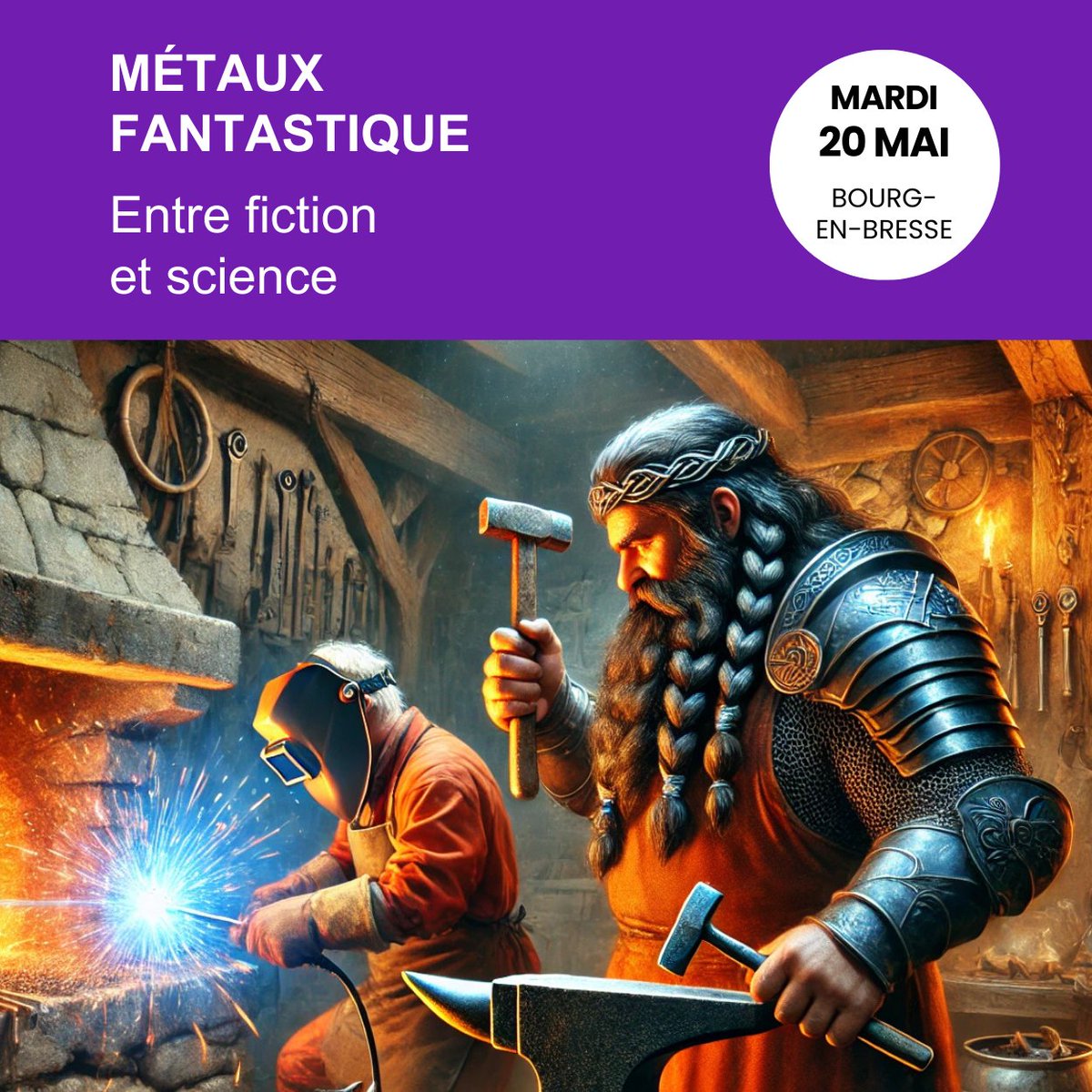 [Promotion de l'industrie]
🌟 Soirée spéciale "Métaux Fantastiques" 🌟
📅 Mardi 20 mai – 18h à 19h30
📍 ALTEC – Bourg-en-Bresse

👨‍🏭 Avec Julien Bajolet, expert en métallurgie à l’AFPMA, découvre si la science peut rivaliser avec la fiction ! 🔬✨
