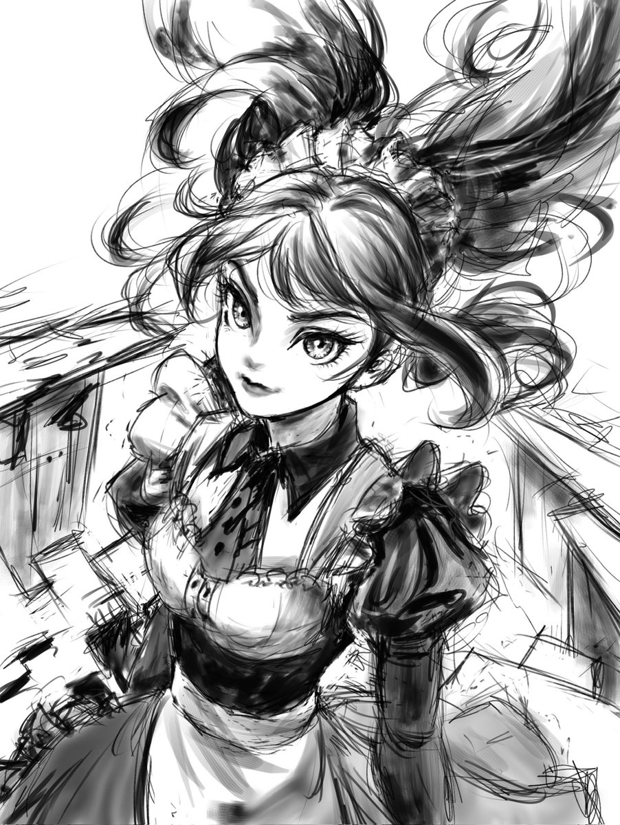 #メイドの日
5月(May)10(とう＝どう)日
何という語呂合わせ。
メイドというと少し前に描いた
この落書き練習っすね。