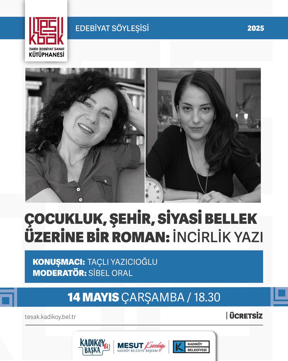 İncirlik Yazı’nı bu sefer muhitimde, Kadıköy’de, sevgili Sibel Oral’la konuşacağız. Romanı, kent hafızası, çocukluk ve siyaset arka planlarıyla ele alacağımız 14 Mayıs Çarşamba, 18:30’daki söyleşiye herkesi bekleriz. Şehremaneti, deniz kıyısındaki güzel kütüphanemiz TESAK’ta.