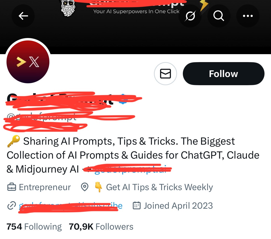 JamesEbringer's tweet image. Faceless Twitter accounts selling digital products are the new goldmine
I use AI to auto-generate 500+ posts in 13 mins
Grow → Monetize → Flip
Each account pulls $3K+/month before I sell it for $5K+
RT + Comment “FLIP” and I’ll DM the exact system (must be following)