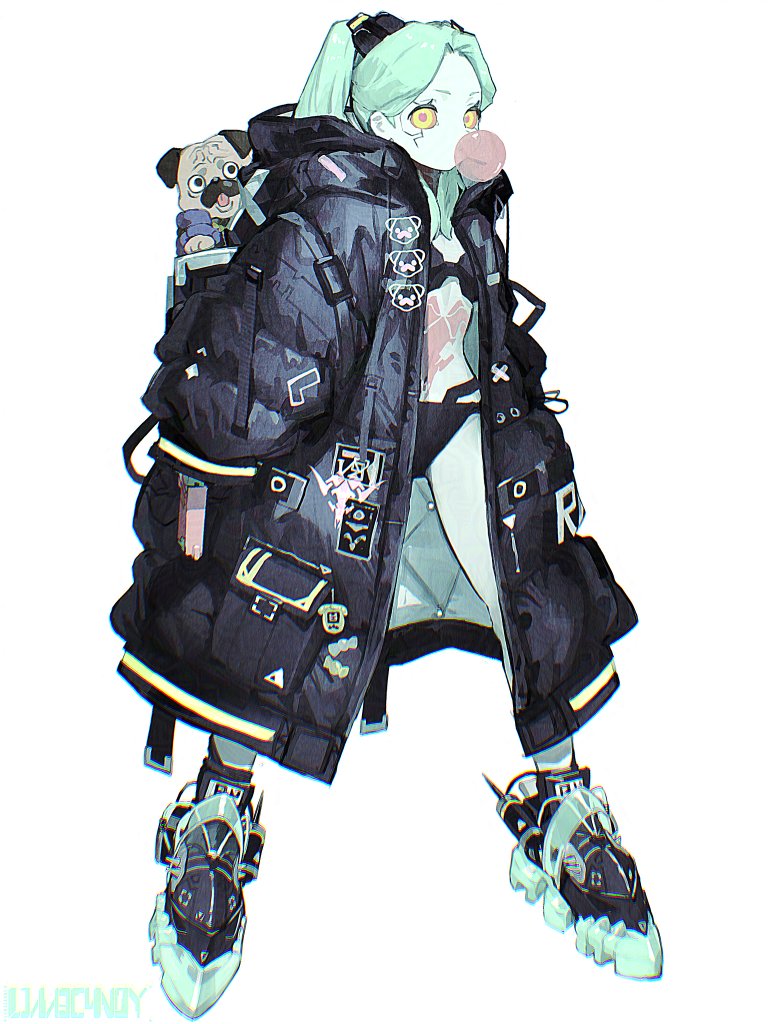 ワンちゃんと大きい服と大きい靴！　描いてみたくて衣装替えイラスト alternate outfit【Cyberpunk Edgerunners】