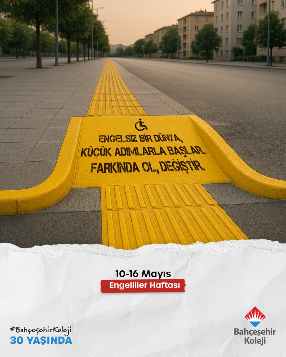 Engelsiz bir dünya, küçük adımlarla başlar.

Farkında ol değiştir.

10-16 Mayıs Engelliler Haftası.

#BahçeşehirKoleji