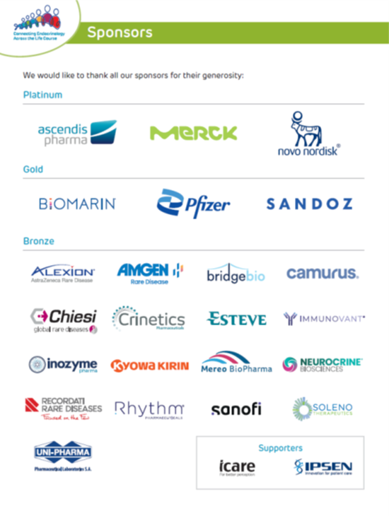 ESEndocrinology's tweet photo. The Joint Congress of @EuroSPE and ESE 2025 would like to thank our industry partners for their support at the 2025 Congress. Visit our sponsors and exhibitors and join the Industry Satellite symposia on Sunday &amp; Monday.  Visit https://t.co/sXdmNXi1pK https://t.co/Zf7dUl880B