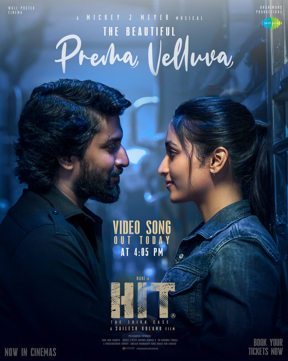 Sarkaar and Mrudula's love is poetry on the big screens 😍

The beautiful #PremaVelluva video song from #HIT3 out today at 4:05 PM ❤️

🎟️ linktr.ee/HIT3Tickets

#BoxOfficeKaSarkaar
