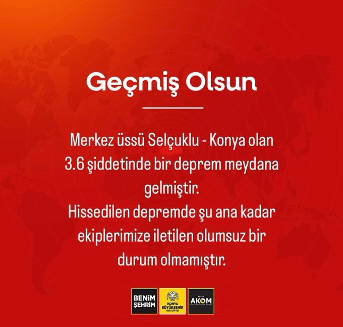 Rabbim cümlemizi korusun. Geçmiş olsun 
#konya