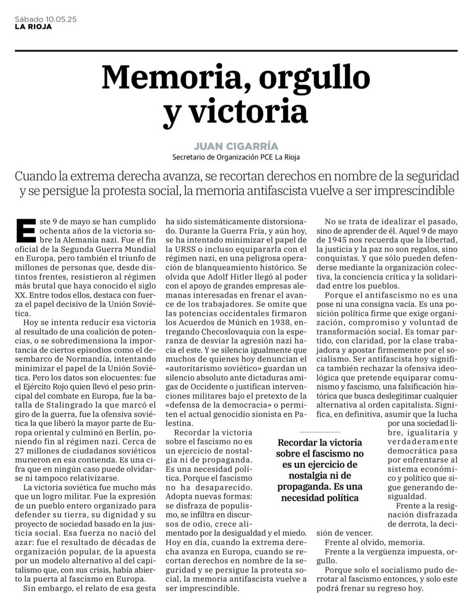 Sobre el 80 aniversario del día de la victoria por nuestro camarada <a href="/juan_uhp/">Juan Cigarría</a> : MEMORIA, ORGULLO y VICTORIA