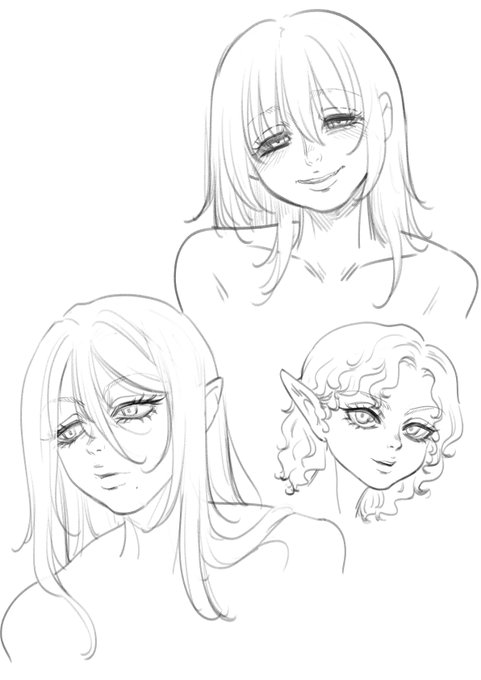 ちょくちょくやっていた顔のデフォルメ具合を模索したらくがき+α 実用はしなくても練習になるかなと 