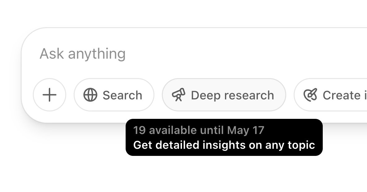 donvito's tweet photo. If you're using chatgpt deep research in the app and want to see how many deep researches are left

You need to access chatgpt web to see the remaining credits

Since it's scarce, better to use it wisely https://t.co/1tb0rha3eI