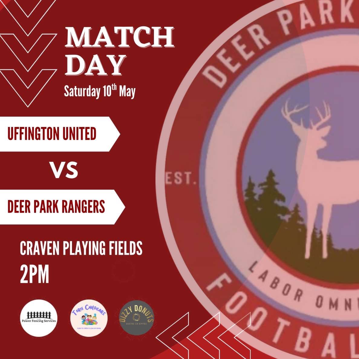 Deer Park Rangers🦌 (@dpr_fc) on Twitter photo ‼️ MATCH DAY ‼️
🆚 <a href="/UffingtonUtd/">Uffington United FC</a>
⏰ 14:00 KO
📍 SN7 7SD
🏟️ Craven Playing Fields
🏆 Division 2
Sponsored by Power Fencing Services
#WeAreDPR 🦌 ‼️ MATCH DAY ‼️
🆚 <a href="/UffingtonUtd/">Uffington United FC</a>
⏰ 14:00 KO
📍 SN7 7SD
🏟️ Craven Playing Fields
🏆 Division 2
Sponsored by Power Fencing Services
#WeAreDPR 🦌