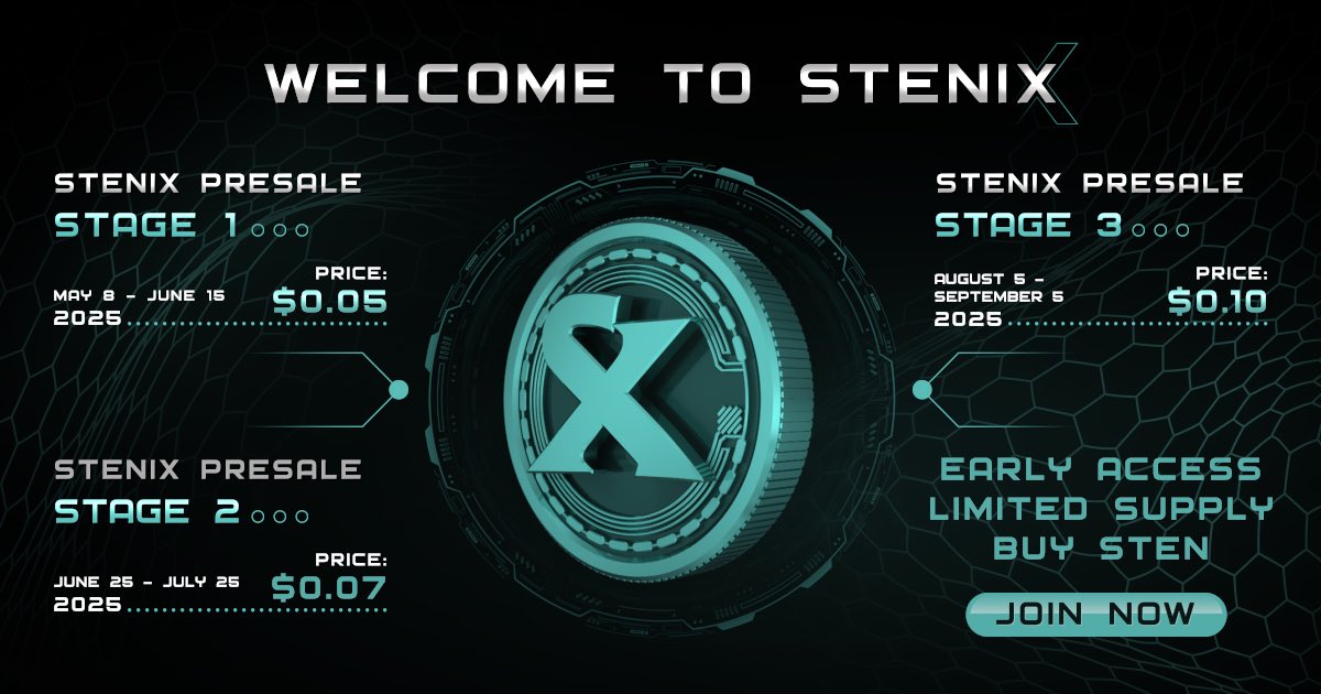 Stenix Blockchain (@stenix_mainnet) on Twitter photo 🚀 #Sten pre-sale is live! Join the blockchain revolution & invest in the future of #crypto! 💸 #StenCoin #Blockchain #CryptoInvesting #DeFi #Web3 #Cryptocurrency
stenix.org 🚀 #Sten pre-sale is live! Join the blockchain revolution & invest in the future of #crypto! 💸 #StenCoin #Blockchain #CryptoInvesting #DeFi #Web3 #Cryptocurrency
stenix.org