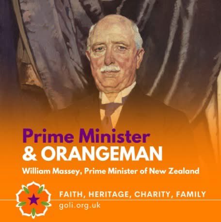 Prime Minister &amp; Orangeman
Today marks 100 years since the death of William Massey, who served as New Zealand's Prime Minister from 1912 to 1925.

His strong leadership saw NZ through the challenges of World War I, and his focus on national unity remains a significant legacy.