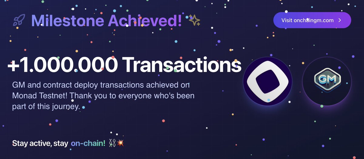 OnChainGm's tweet photo. 🎉 GMONAD GIVEAWAY! 🎉

We’re giving away 2,000 MON to 20 lucky winners (that’s 100 MON each!)

How to enter:
1️⃣ Send a GMonad on Monad: https://t.co/FSRTd7U9t2
2️⃣ Follow our founders: @axsuleyman @ssaamig @sellmanft 
3️⃣ Like & RT this post ❤️🔁
4️⃣ Comment your wallet address + a screenshot of your GMonad transaction 🧾📸

⏳ Ends in 5 days