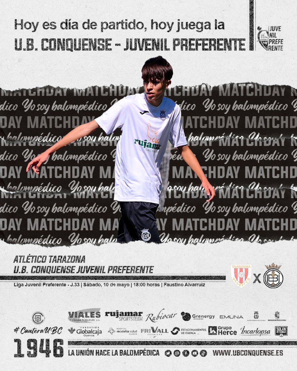 📢 #UBCJuvenilPreferente❗

¡Hoy juegan nuestros 🦁🦁🦁 del Preferente!

🏆 #JuvenilPreferente - Jornada 33
⏰ 18:00 horas
🆚 Atlético Tarazona
🏟️ Faustino Alvarruiz

#canteraubc #uniónbalompédica