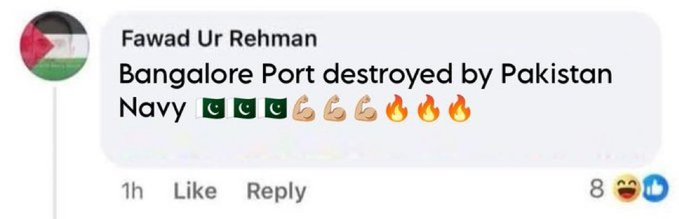 Shocking and disturbing News 

Patna Sea Port and Banglore sea port destroyed by Pakistan 

People living near  Patna Sea  and Banglore sea  please verify this news

I think it's the sea port near Koramangala beach in Bangalore 

Mudi shud regine now