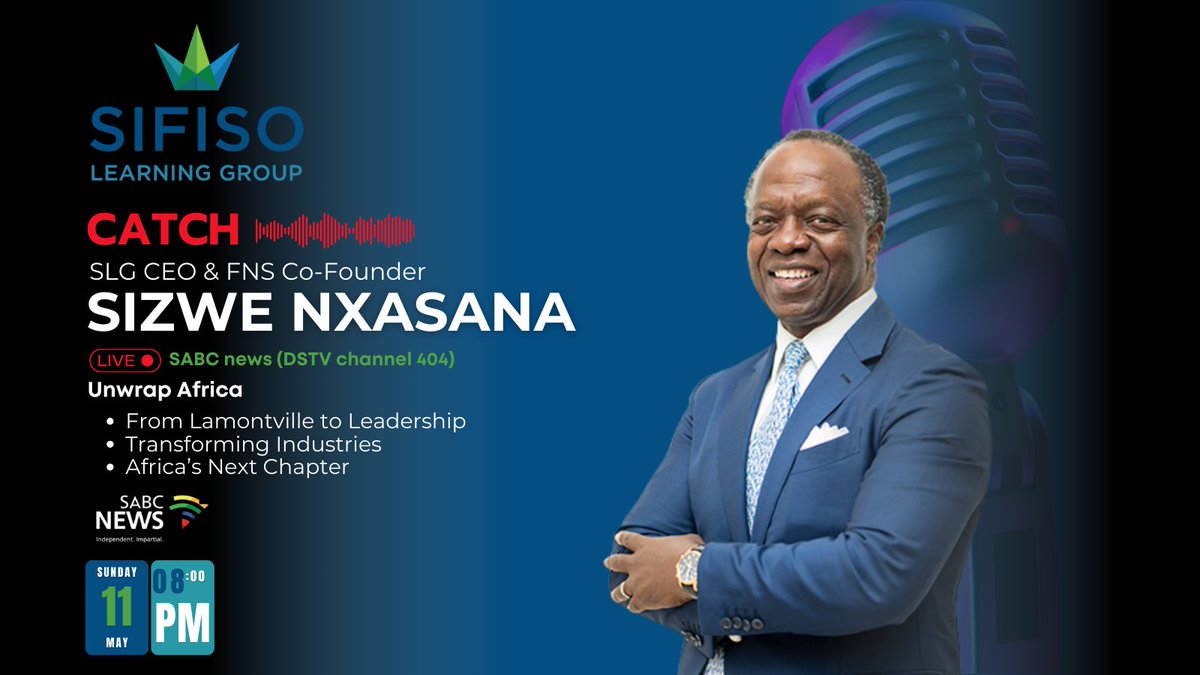 Sifiso Learning Group CEO &amp; Future Nation Schools Co-founder Mr Sizwe Nxasana joins the inaugural episode of Unwrap Africa this Sunday, 11 May at 8pm on SABC News (DStv 404).

From Lamontville to leadership, bold moves at Telkom &amp; FirstRand, reimagining education. 

Tune in!