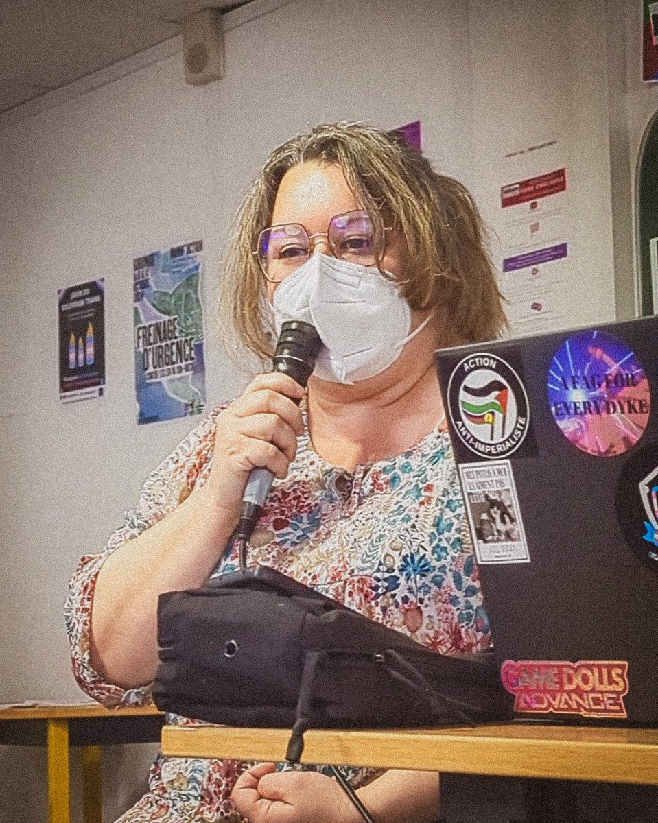 Nous avons ensuite eu le plaisir d'accueillir Julie Ferrua (<a href="/JulieFerrua/">Julie Ferrua ⏚</a>), co-déléguée de l'Union Syndicale Solidaires, qui nous a rappelé l'importance du travail à mener auprès des syndicats et organisations féministes.