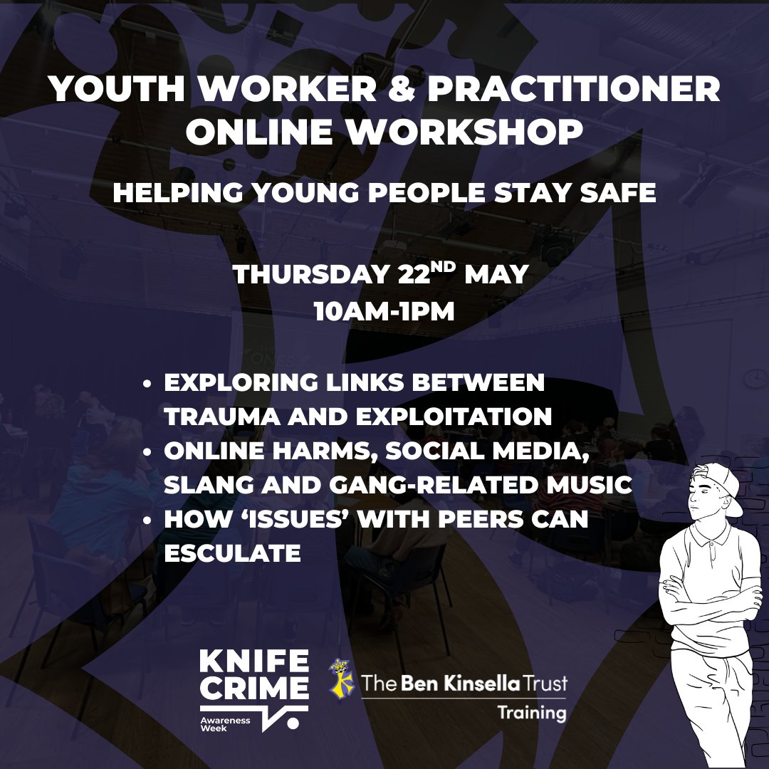 The Ben Kinsella Trust (@kinsellatrust) on Twitter photo We're hosting two FREE online workshops during <a href="/knifecrimeaw/">Knife Crime Awareness Week</a> to help keep young people safe.
These sessions will cover vital topics around youth violence, exploitation and social media. #KnifeCrimeAwarenessWeek #KCAW π π£
πBook your spot now - loom.ly/z4xxzEE We're hosting two FREE online workshops during <a href="/knifecrimeaw/">Knife Crime Awareness Week</a> to help keep young people safe.
These sessions will cover vital topics around youth violence, exploitation and social media. #KnifeCrimeAwarenessWeek #KCAW π π£
πBook your spot now - loom.ly/z4xxzEE