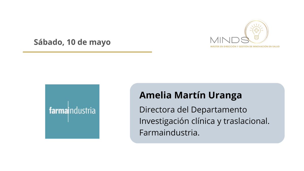 MINDS_Master (@minds_master_) on Twitter photo Hoy en MINDS
🗣️Amelia Martín Uranga, Directora del Departamento Investigación clínica y traslacional <a href="/Farmaindustria/">Farmaindustria</a> expone el potencial de la investigación clínica en España, referente a nivel internacional en ensayos clínicos Hoy en MINDS
🗣️Amelia Martín Uranga, Directora del Departamento Investigación clínica y traslacional <a href="/Farmaindustria/">Farmaindustria</a> expone el potencial de la investigación clínica en España, referente a nivel internacional en ensayos clínicos