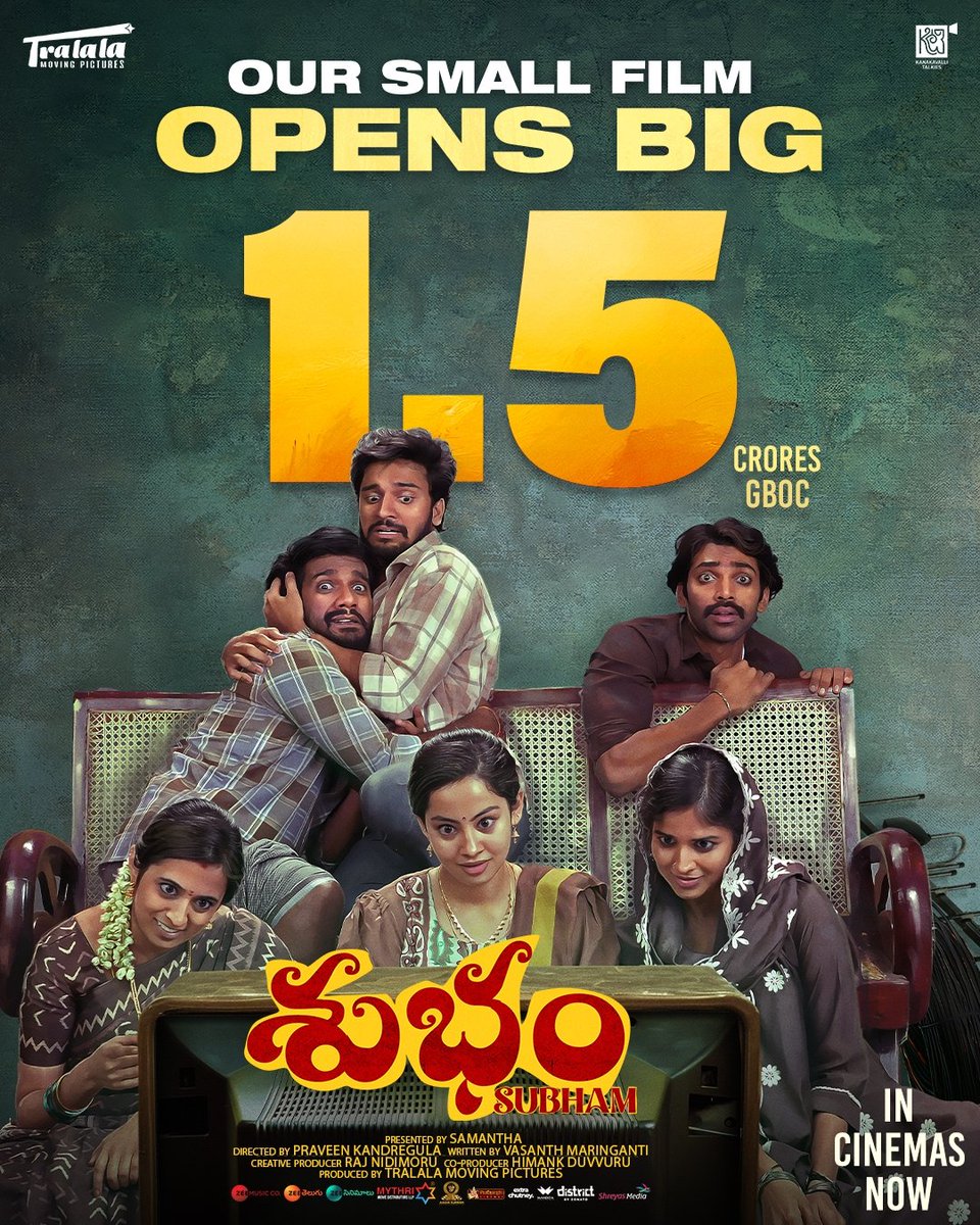 Our small film opens big!! Thank you all for the love and support 💥❤️ keep it coming. 

#Subham - IN CINEMAS NOW

<a href="/TralalaPictures/">Tralala Moving Pictures</a> <a href="/Samanthaprabhu2/">Samantha</a> #SubhamInTheatres