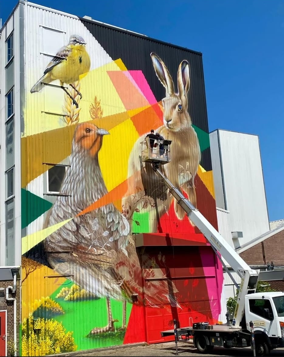 This beautiful #mural has gone up on a building in Renesse, Zeeland, NL, this week. It's on the same island where the PARTRIDGE interreg project had one of its 10 demo sites. Looks like we left a lasting impression on the local people there ☺️.