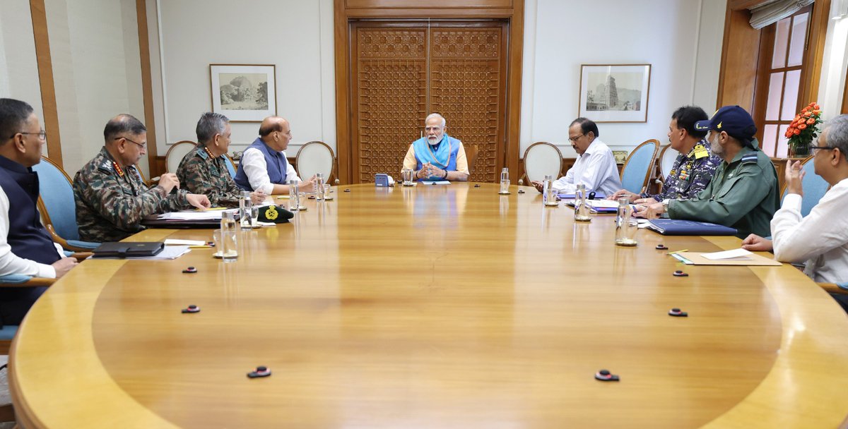 PMO India (@pmoindia) on Twitter photo A high level meeting was chaired by PM <a href="/narendramodi/">Narendra Modi</a> at 7, Lok Kalyan Marg. Those who attended the meeting included Defence Minister <a href="/rajnathsingh/">Rajnath Singh</a>, NSA Ajit Doval, CDS General Anil Chauhan, armed forces chiefs and senior officials. A high level meeting was chaired by PM <a href="/narendramodi/">Narendra Modi</a> at 7, Lok Kalyan Marg. Those who attended the meeting included Defence Minister <a href="/rajnathsingh/">Rajnath Singh</a>, NSA Ajit Doval, CDS General Anil Chauhan, armed forces chiefs and senior officials.