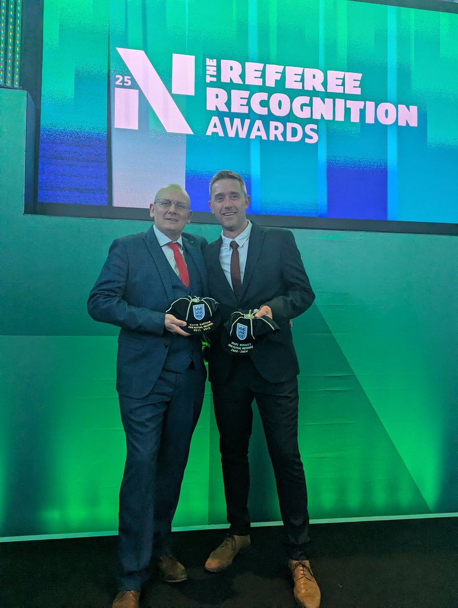 CELEBRATE | Our two ex-FIFA referees were awarded they're international caps last night at the <a href="/FARefereeing/">FA Refereeing</a> Recognition Awards in Manchester. Two pioneers of the game whose hard work and commitment are the foundations of our work moving forward. Amazing work Gav &amp; Marc 🙌⚽