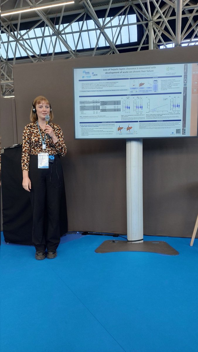 MEDB_LAB's tweet image. Great talk by Frederike Krus on the hepatic Leptin clearance in #ACLF at the poster tour. #EASLCongress #EASL2025