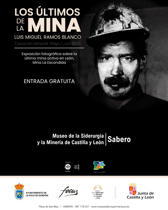 Visita guiada con el autor a la exposición: 
Los últimos de la mina, de nuestro socio de honor y fundador: Luis Miguel Ramos Blanco.
Día: sábado 10 de mayo
Lugar de salida: Parking del Palacio de Exposiciones 
Hora de salida: 16:30