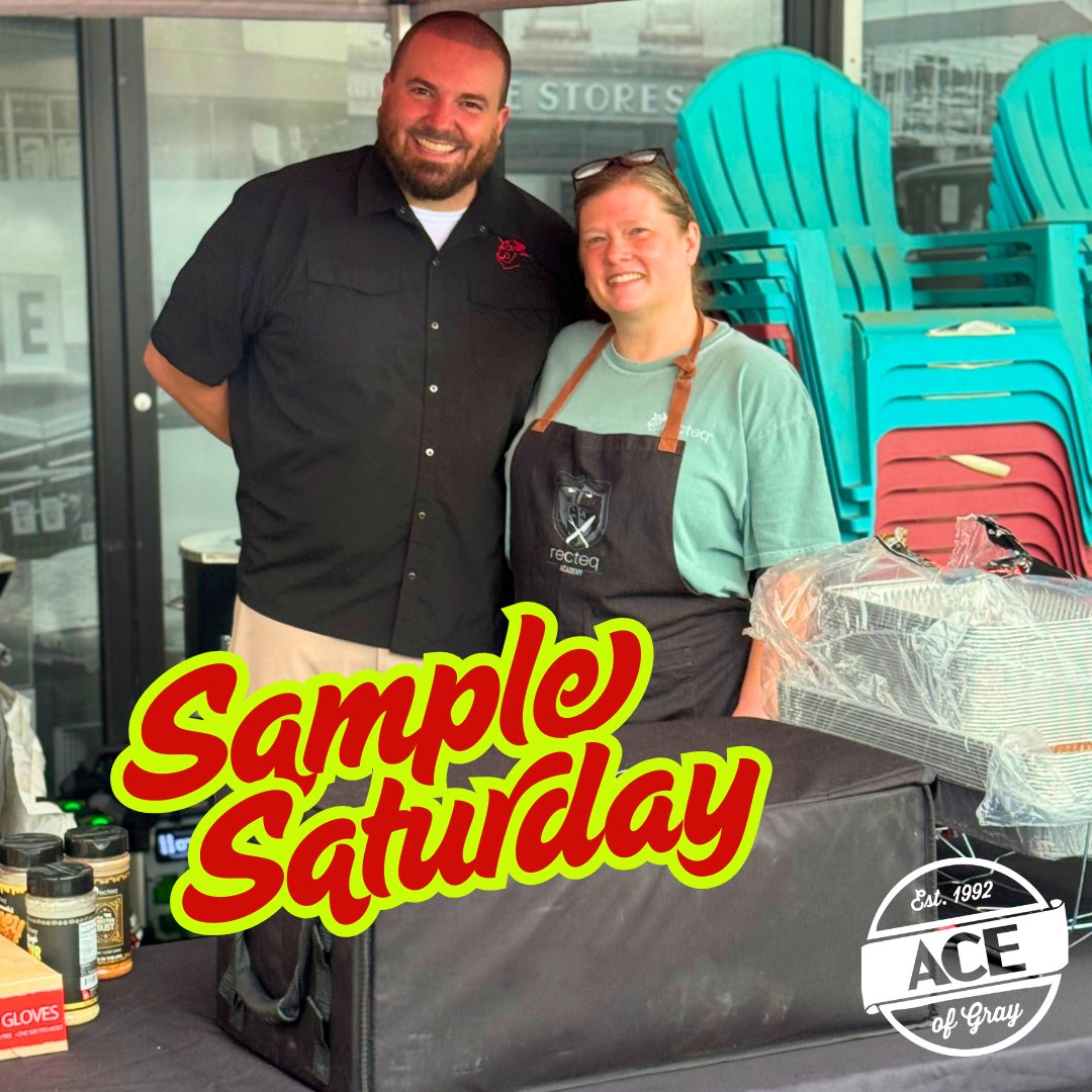 AceofGray's tweet image. It may be a dreary day, but we're having fun at Ace of Gray! The reps from Recteq Grills are here cooking up something delicious, and we are also offering slushy samples from D'Marie! Come shop for Mom and buy something for yourself too!

#AceOfGray #SampleSaturday #Recteq...