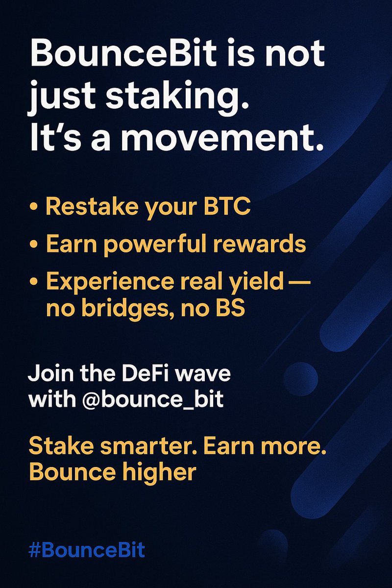 Sifat100X's tweet image. 🚀 BounceBit is not just staking. It’s a movement.

Restake your BTC.
Earn powerful rewards.
Experience real yield — no bridges, no BS.

📲 Join the DeFi wave with @bounce_bit
Stake smarter. Earn more. Bounce higher.

#BounceBit #BB #CryptoAd #BTCStaking #DeFiRevolution