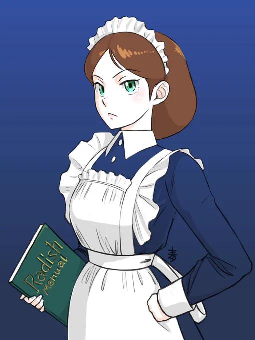 #メイドの日ラーディッシュ館の新しいメイド長エマ・シーンさん「ラーディッシュ館ってアーガマ館より複雑なんですね」前に描いたのをちょっと修正 